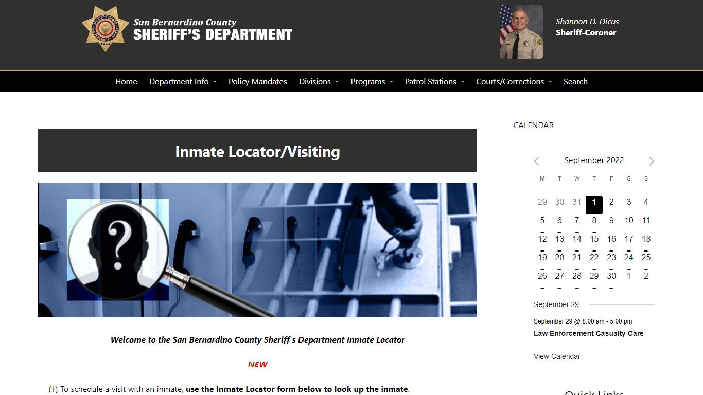 Inmate Locator – San Bernardino County Sheriff's Department